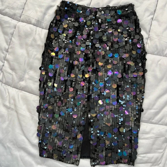 Parker Black-Multi Color Sequin Pencil Skirt - Picture 3 of 8